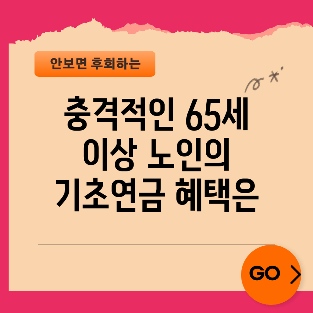 충격적인 65세 이상 노인의 기초연금 혜택은?