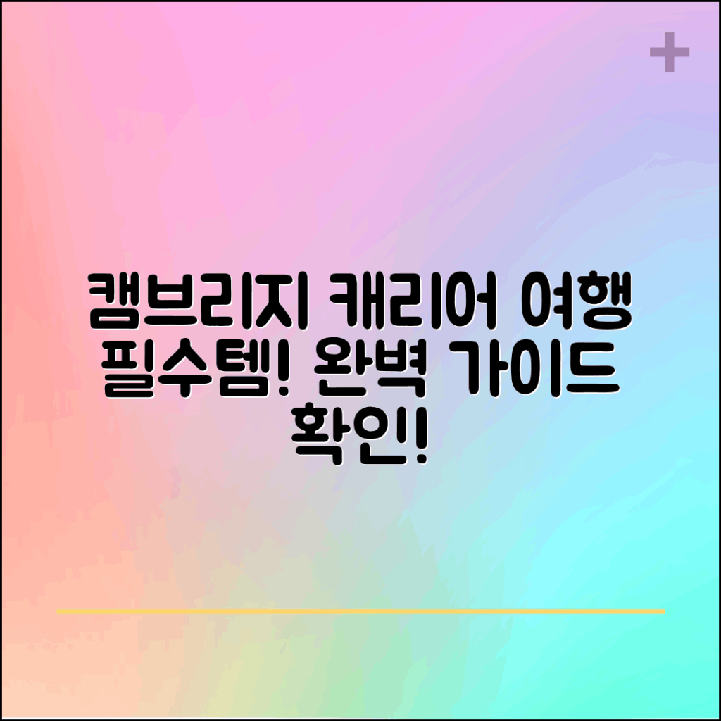 캠브리지 캐리어 완벽 가이드: 여행 필수 아이템