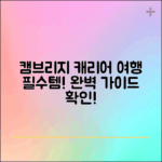 캠브리지 캐리어 완벽 가이드: 여행 필수 아이템