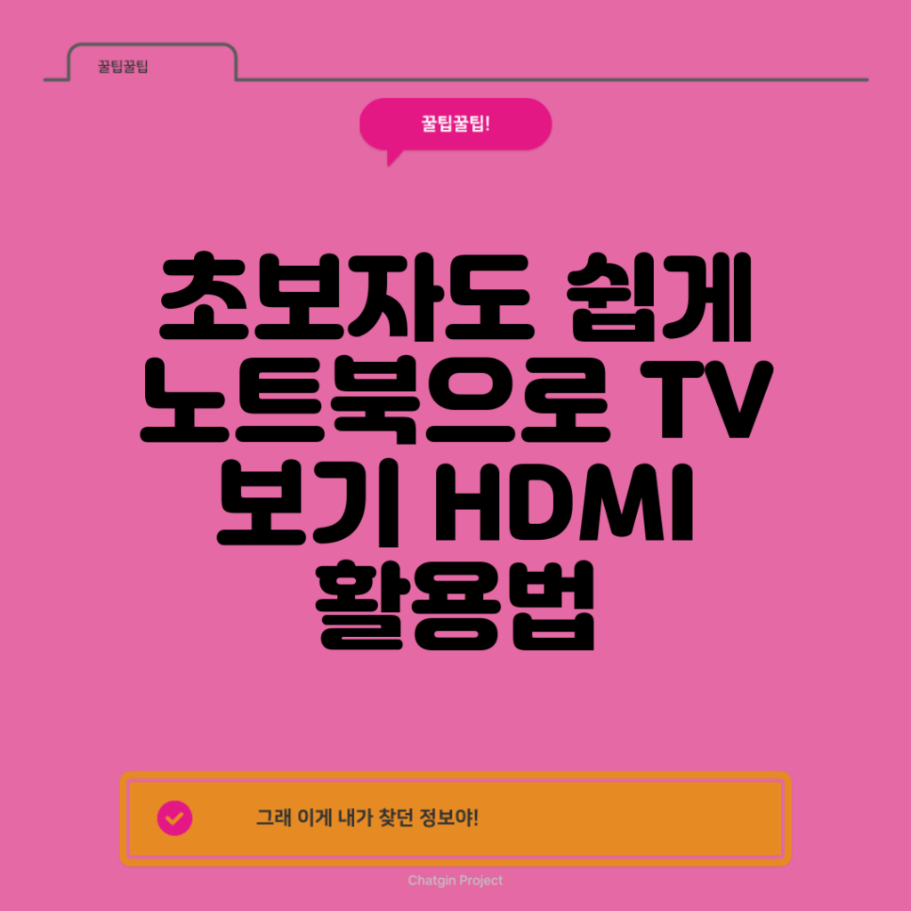 초보자도 쉽게 노트북으로 TV 보기: HDMI 활용법
