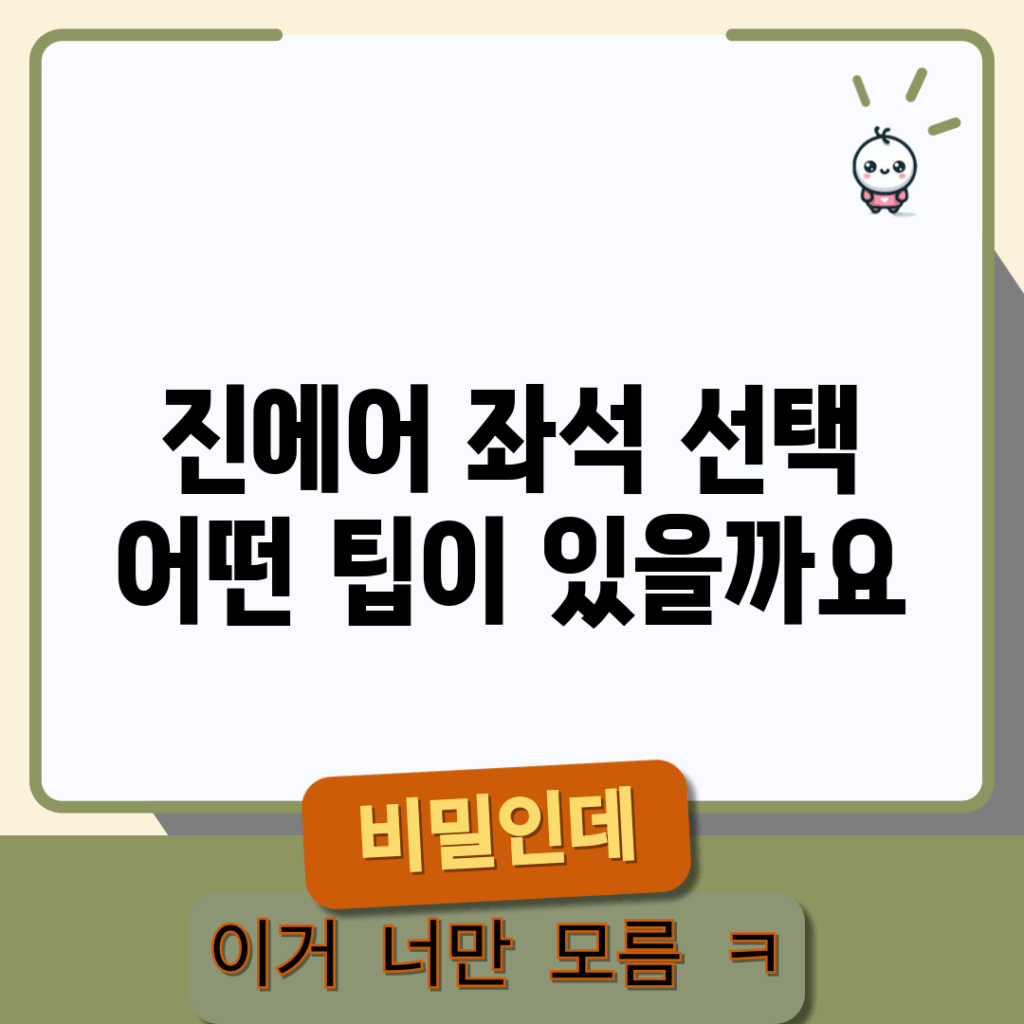 진에어 좌석 선택, 어떤 팁이 있을까요?