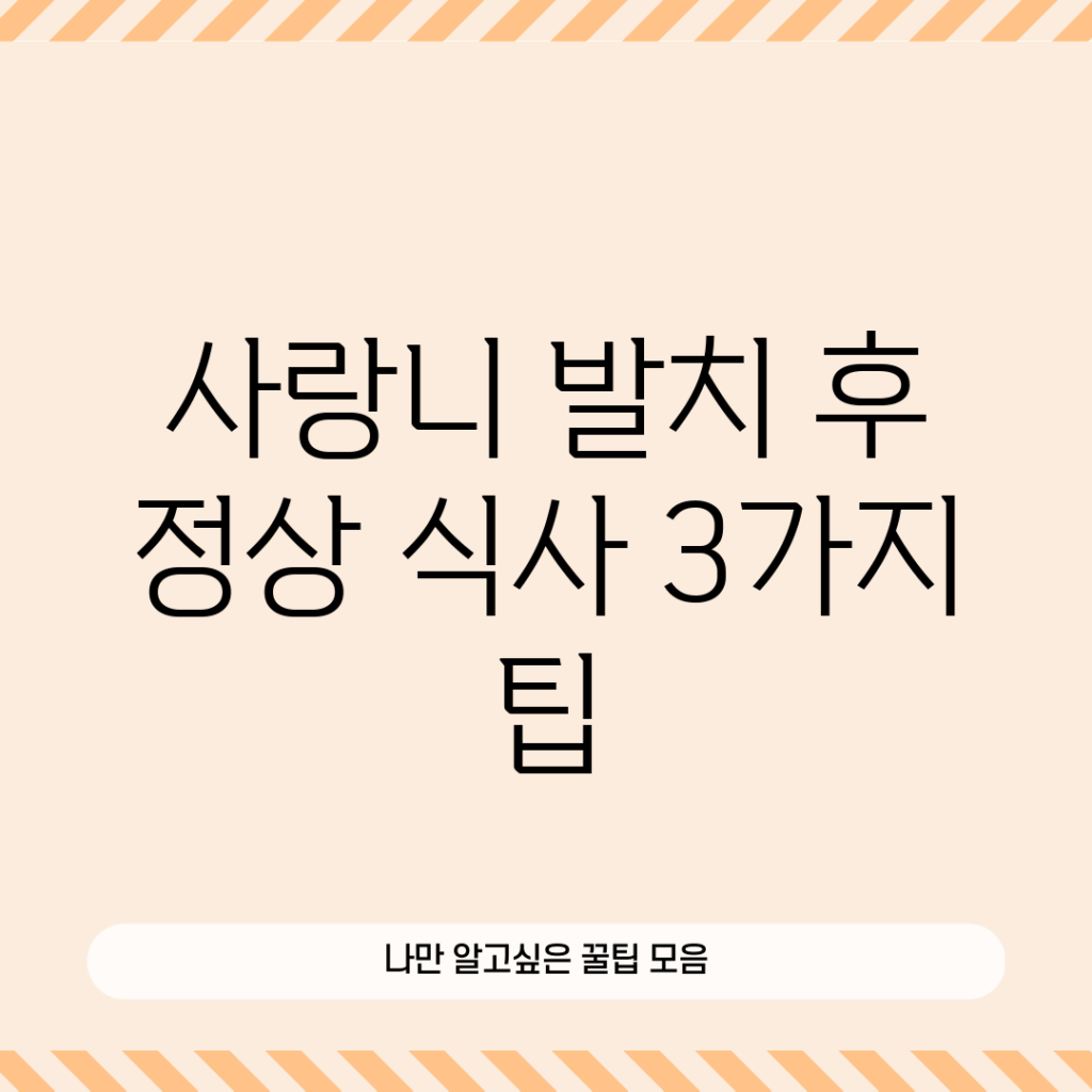 사랑니 발치 후 정상 식사 3가지 팁
