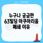누구나 궁금한 63빌딩 아쿠아리움 폐쇄 이유