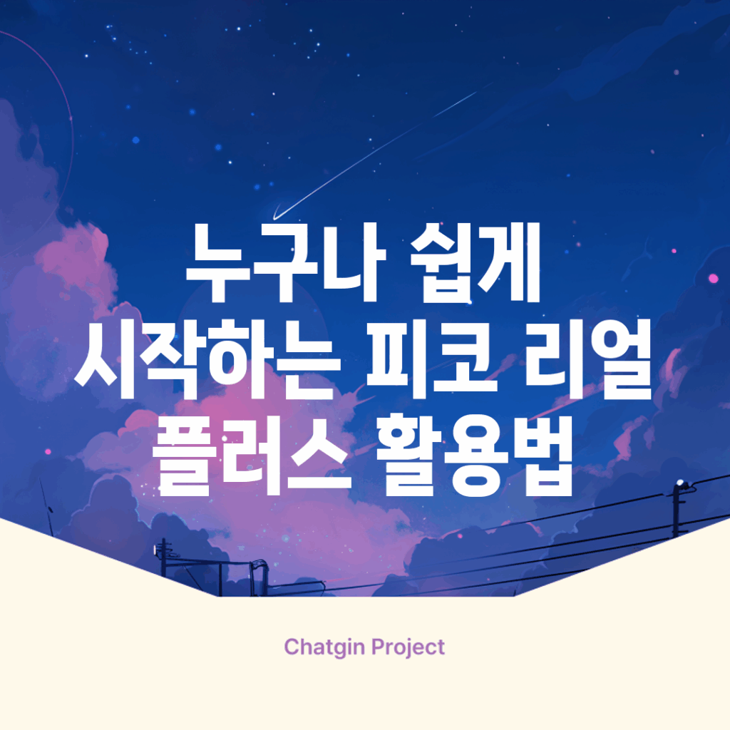 누구나 쉽게 시작하는 피코 리얼 플러스 활용법
